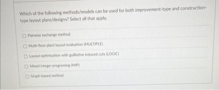 Which of the following methods/models can be used
