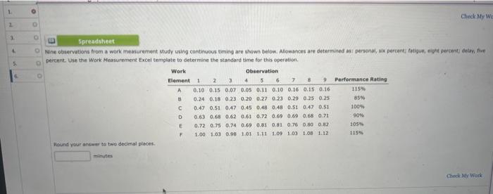 persent Use the Work Messurement Excel template