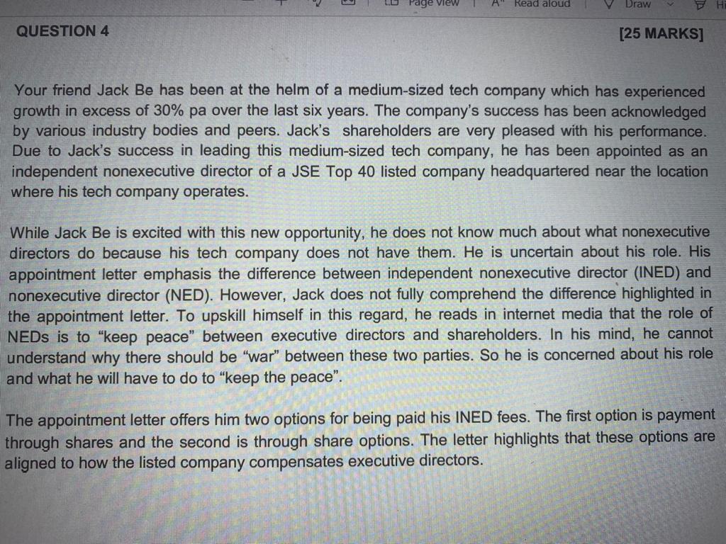 Page View Read aloud V Draw HE QUESTION 4 [25