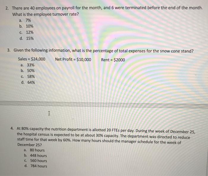 2. There are 40 employees on payroll for the