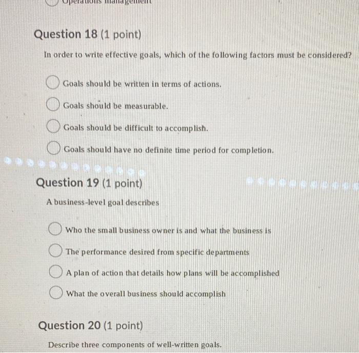 Question 18 (1 point) In order to write effective