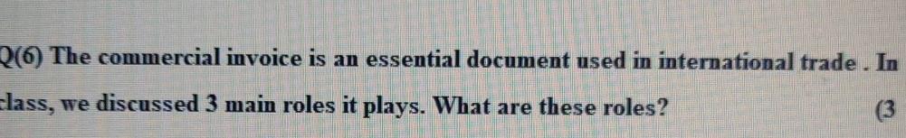 2 The commercial invoice is an essential document