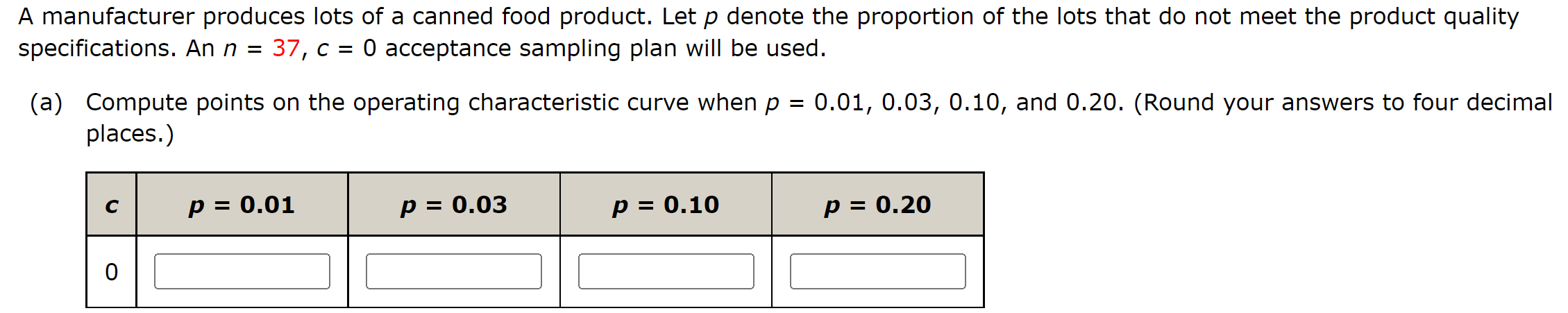 A manufacturer produces lots of a canned food