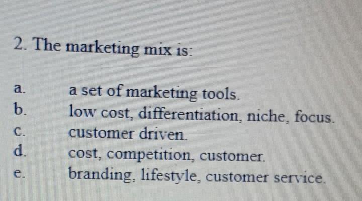 subject - marketing concept question 1 question 2