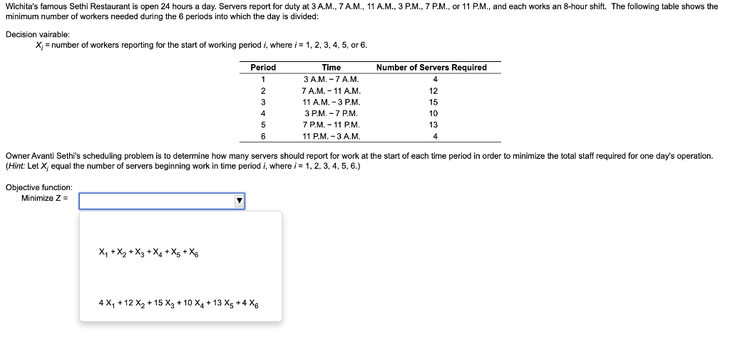 inimum number of workers needed during the 6