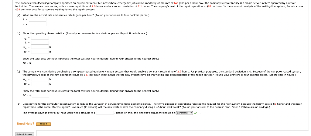 $38 per hour cost for custamers waiting during