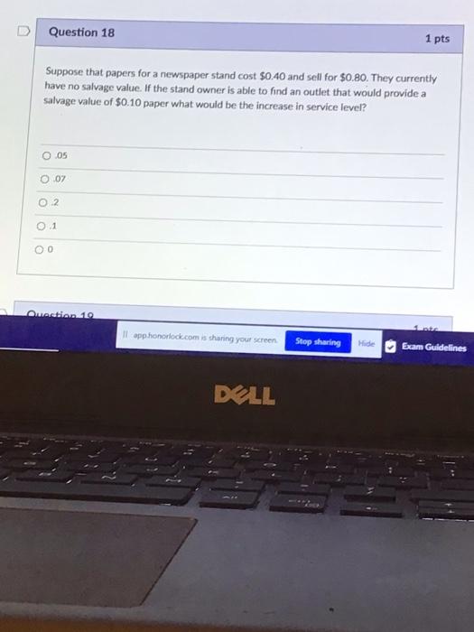 Question 18 1 pts Suppose that papers for a