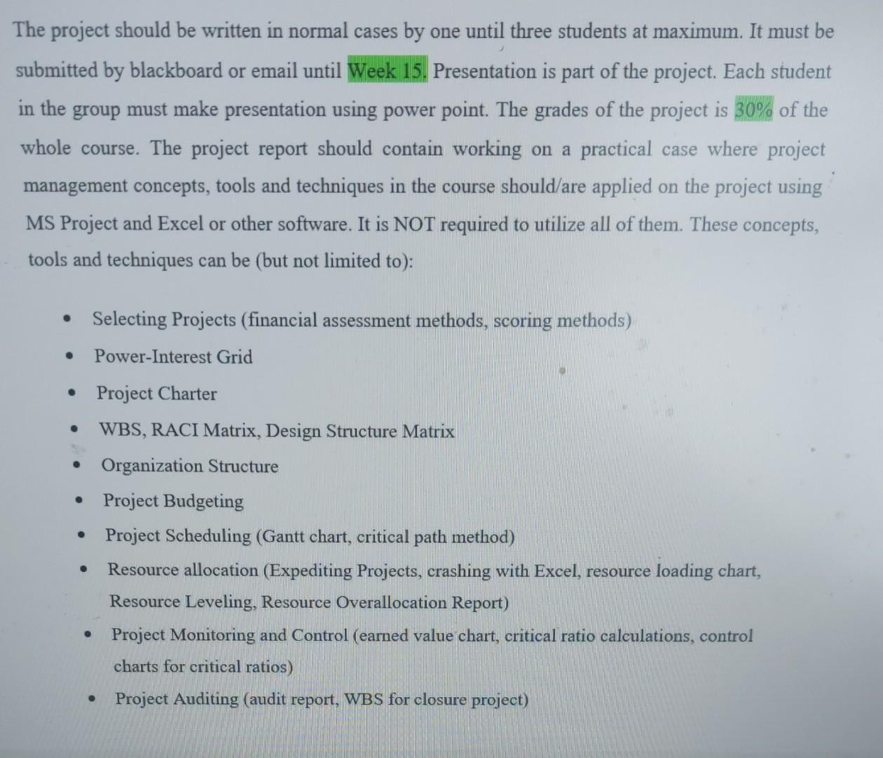 The project should be written in normal cases by