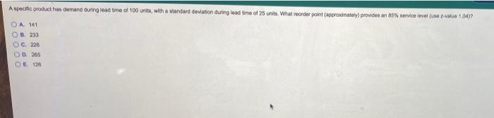 A specific product has demand duting load time of