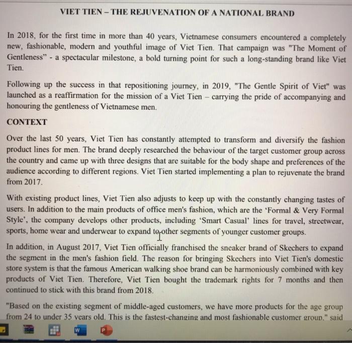 VIET TIEN - THE REJUVENATION OF A NATIONAL BRAND