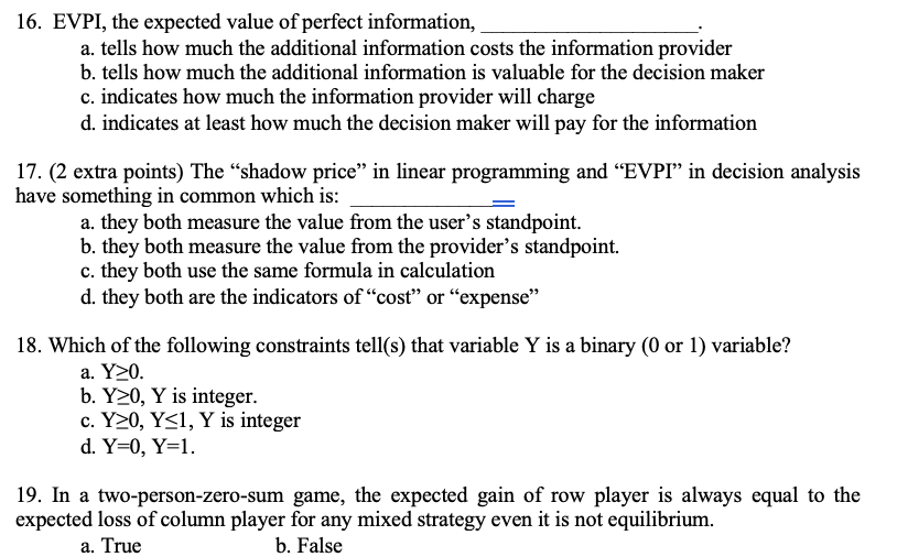 16. EVPI, the expected value of perfect
