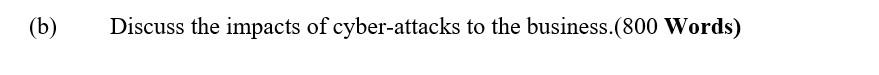 (b) Discuss the impacts of cyber-attacks to the