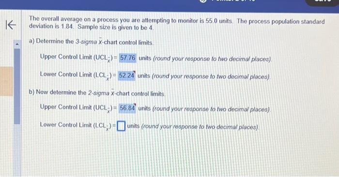 The overall average on a process you are