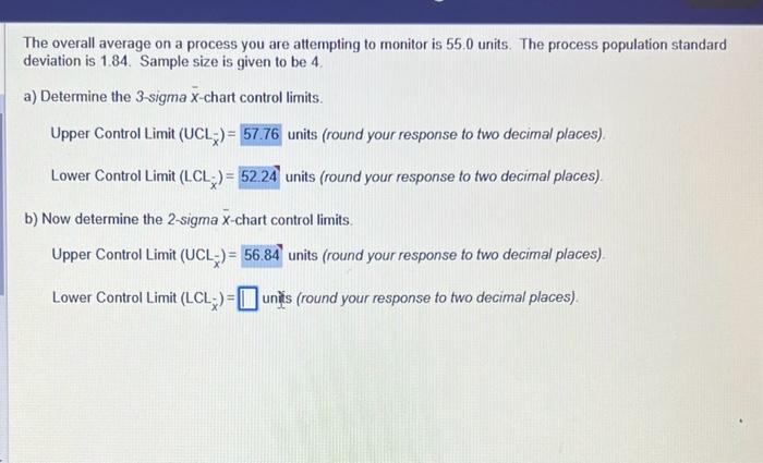 The overall average on a process you are