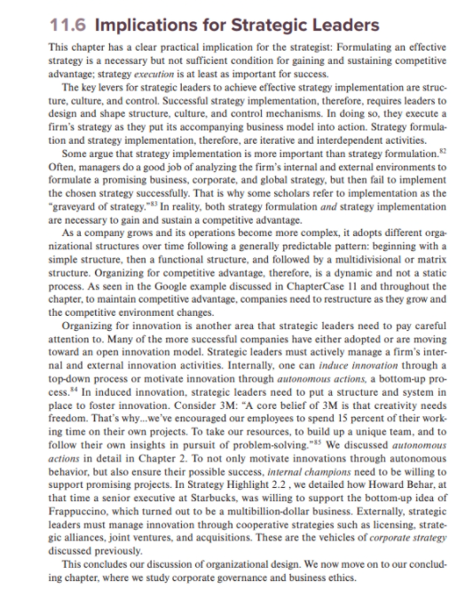 Discuss in detail the Implications for Strategic