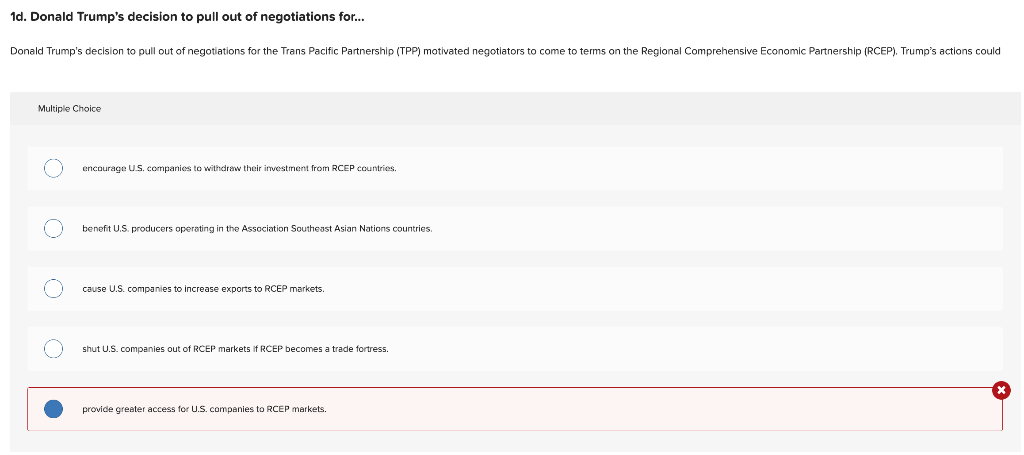 1d. Donald Trump's decision to pull out of