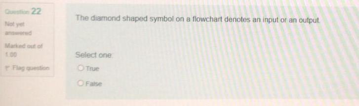 22 The diamond shaped symbol on a flowchart