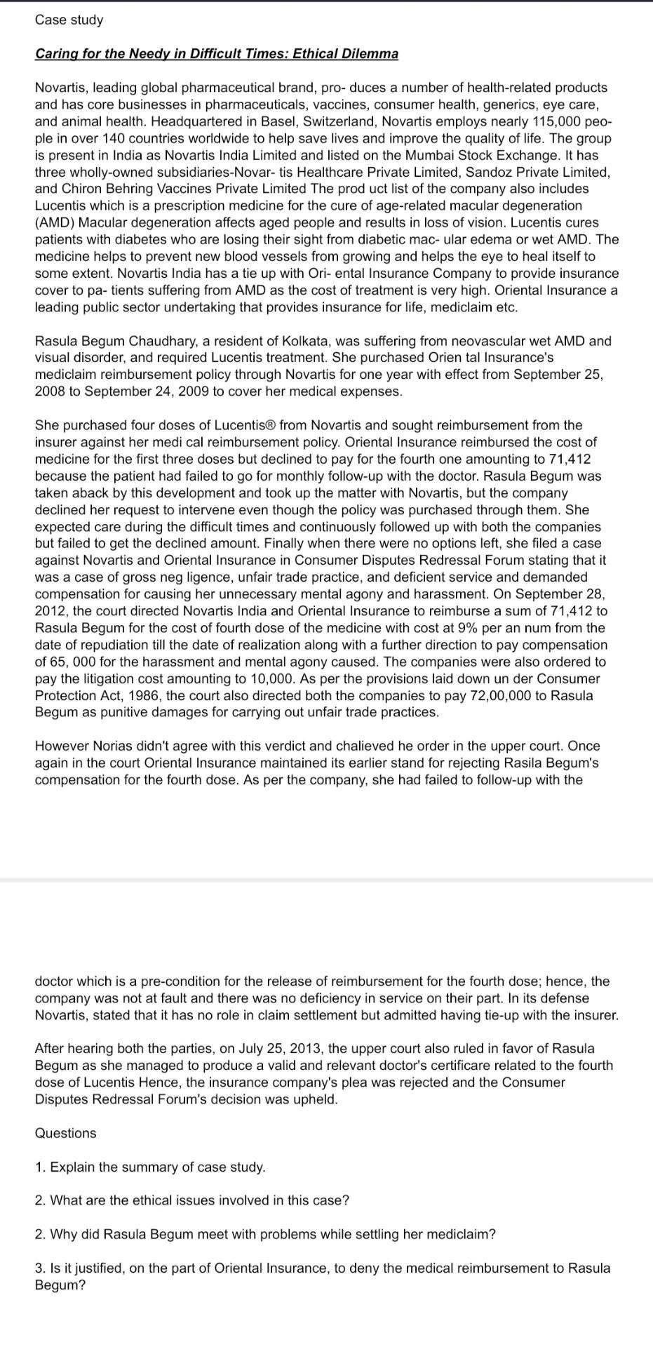 please answer all questions Caring for the Needy