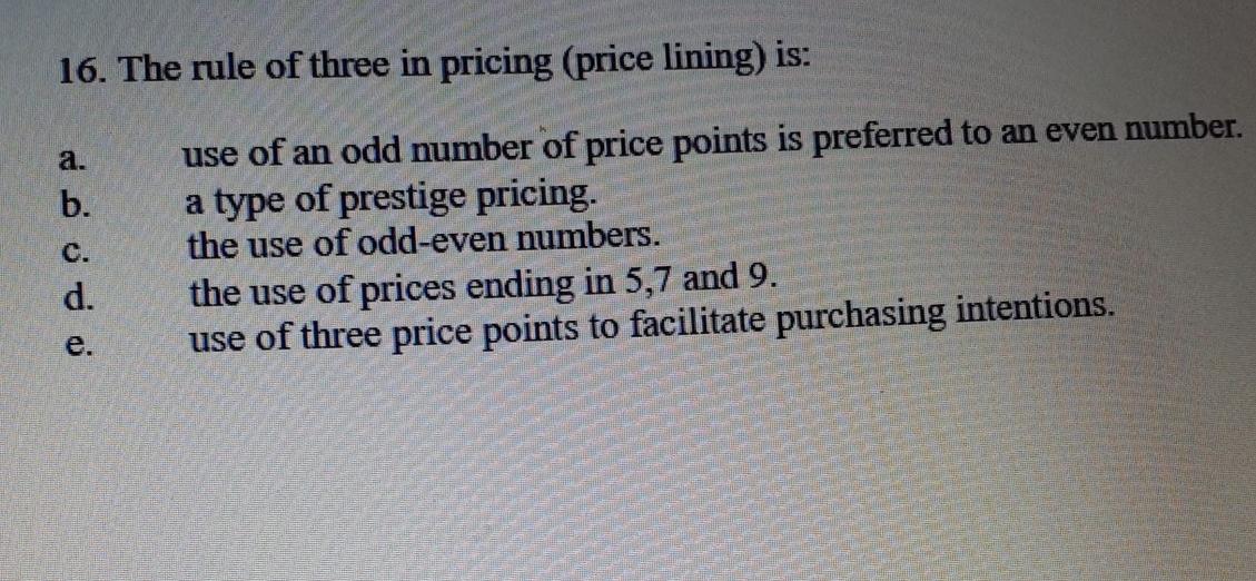 subject- marketing concept question 16 question
