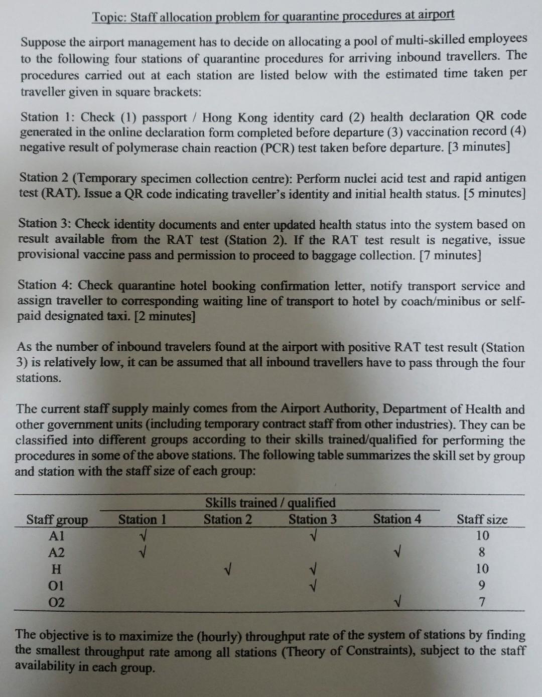 Q1. Determine the optimal allocation plan for