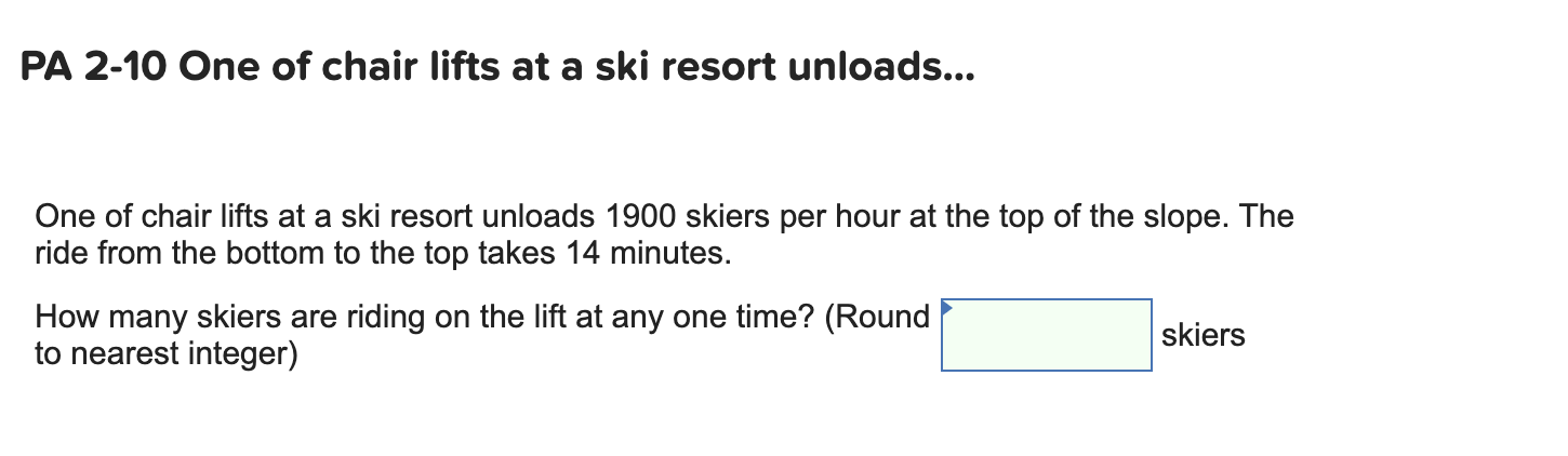 PA 2-10 One of chair lifts at a ski resort