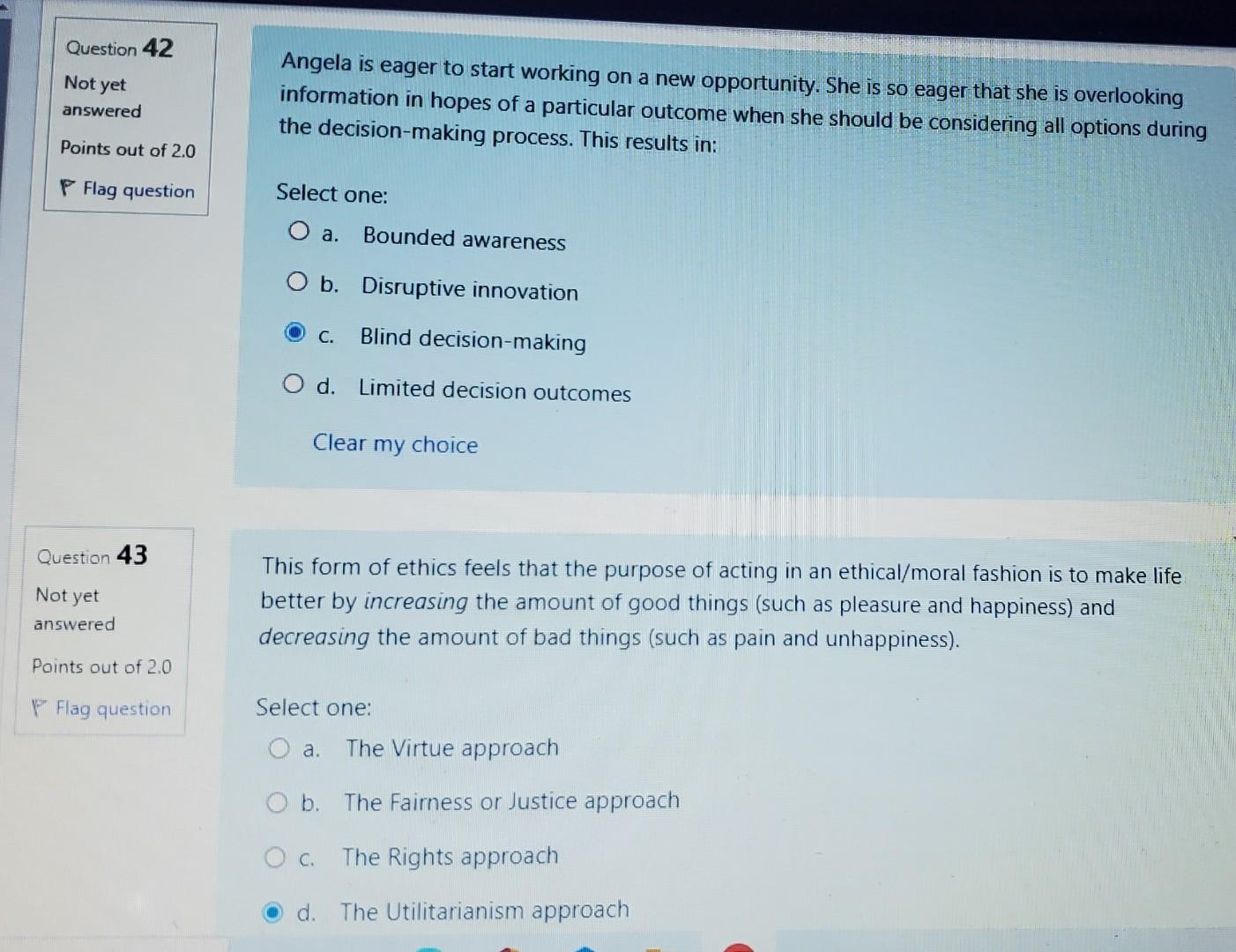 can someone please answer questions 42 and 43