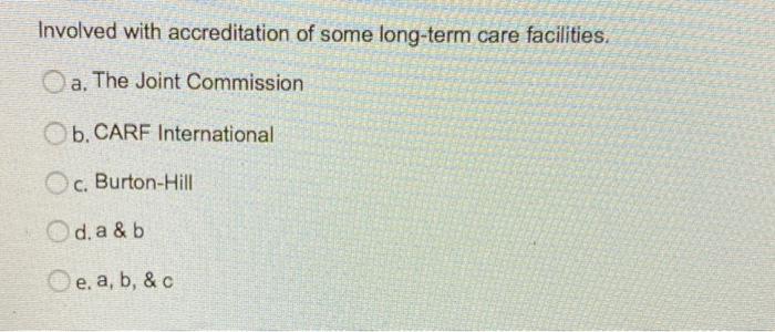 Involved with accreditation of some long-term