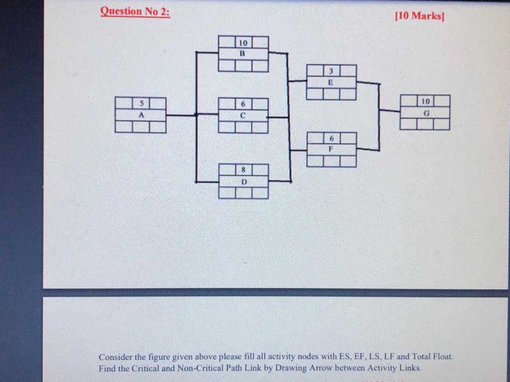 Question No 2: [10 Marks] 10 B E 10 G A 8 D