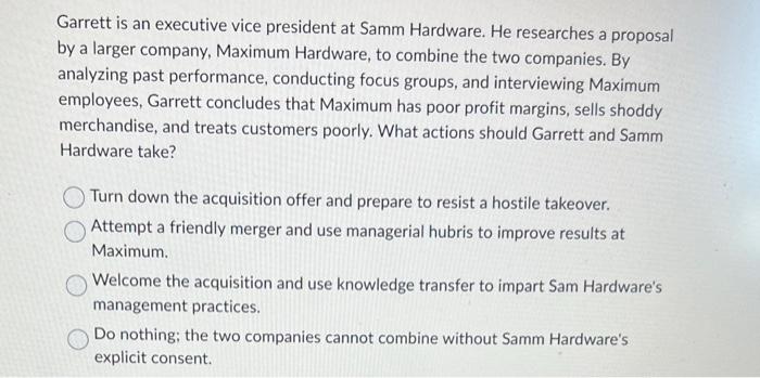 Garrett is an executive vice president at Samm