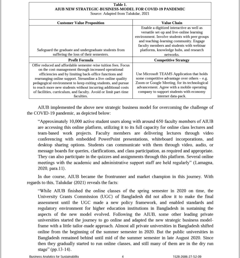 Questions : 4 Considering the new strategic