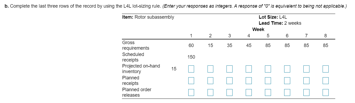 The partially completed inventory record for the