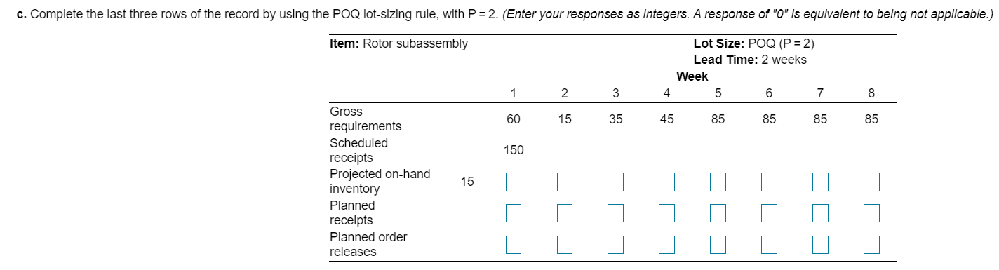 The partially completed inventory record for the