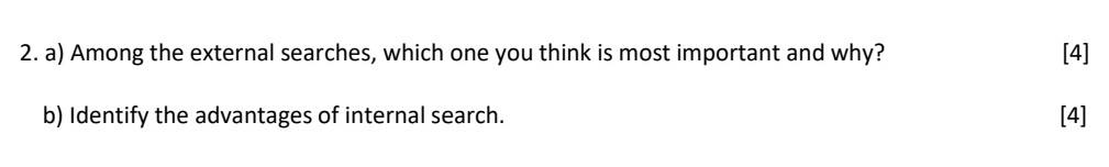 2. a) Among the external searches, which one you
