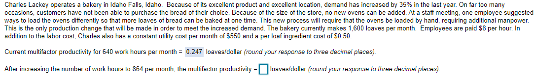 The percentage increase in productivity =_____ %