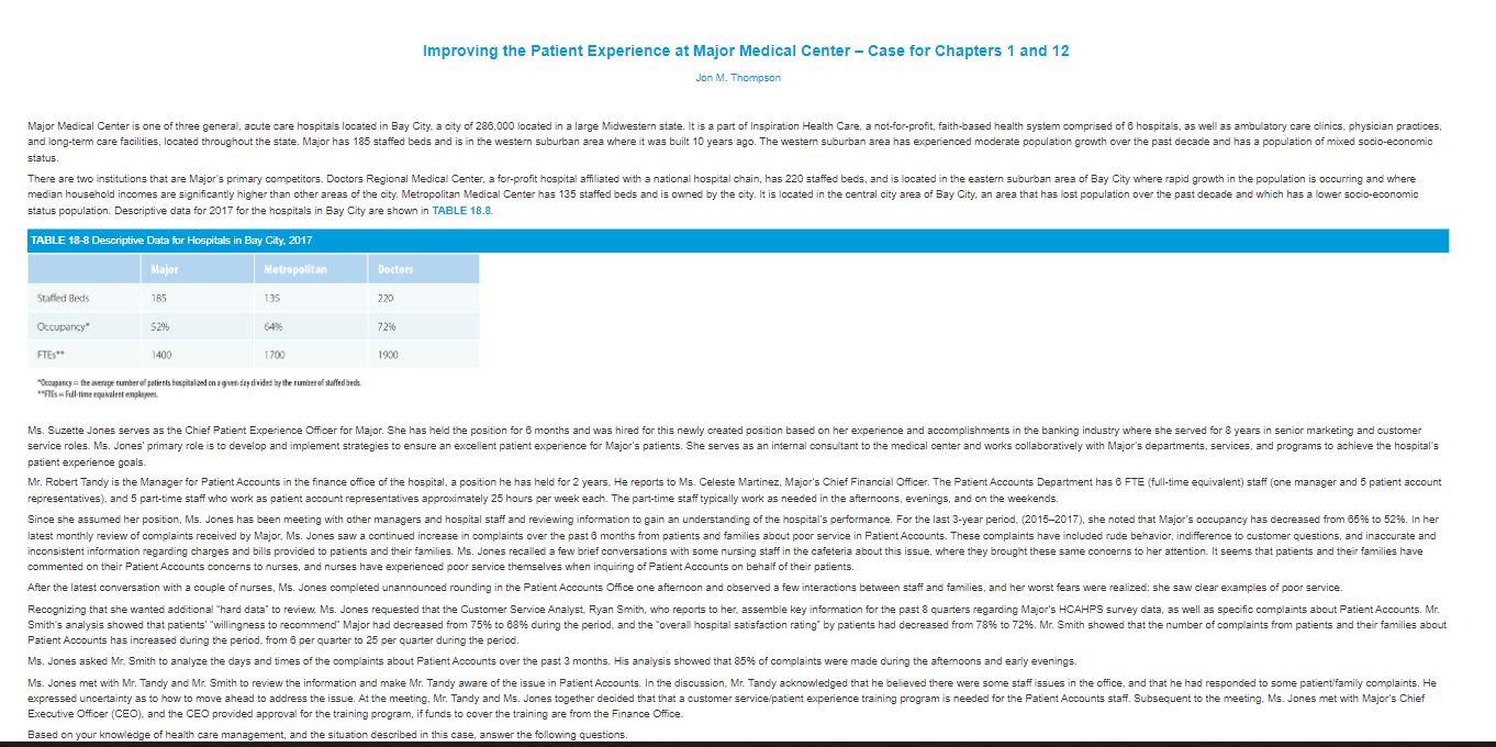 Improving the Patient Experience at Major Medical