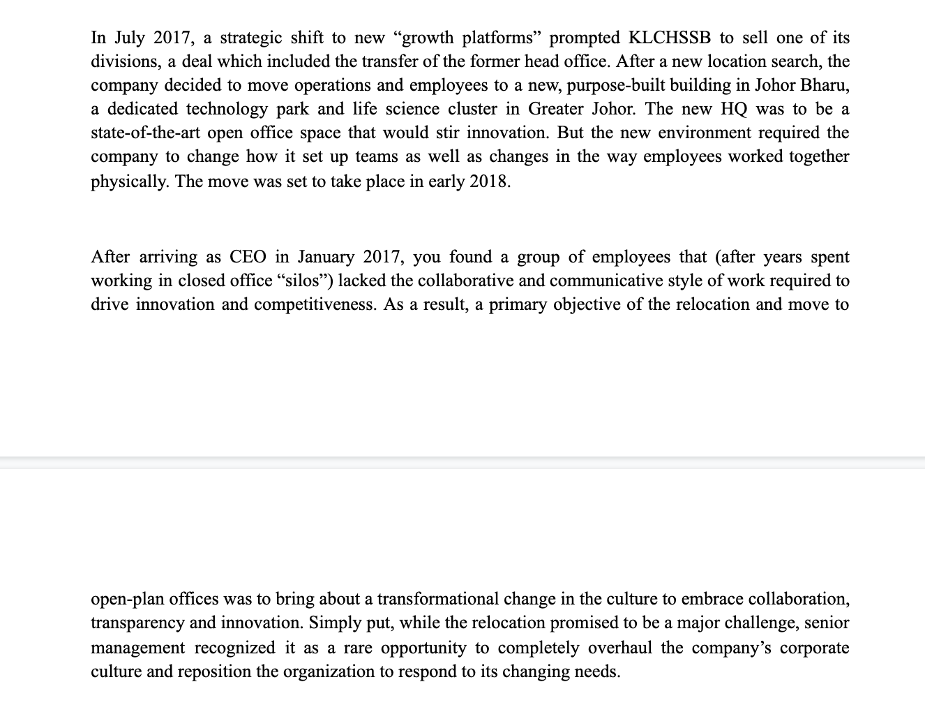 Please form discussions for the following key