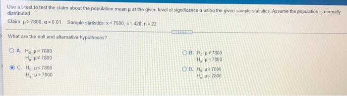 Use a t-test to test the claim about the