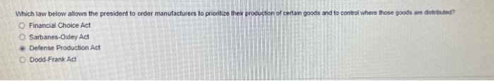 Which law below allows the president to order