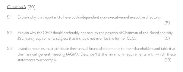 Question 5 [20] 5,1 Explain why it is important
