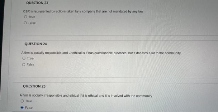 CSR is represented by actions taken by a company