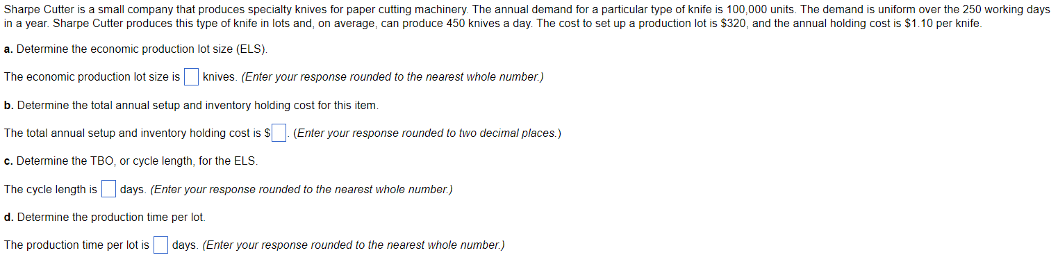 Sharpe Cutter is a small company that produces
