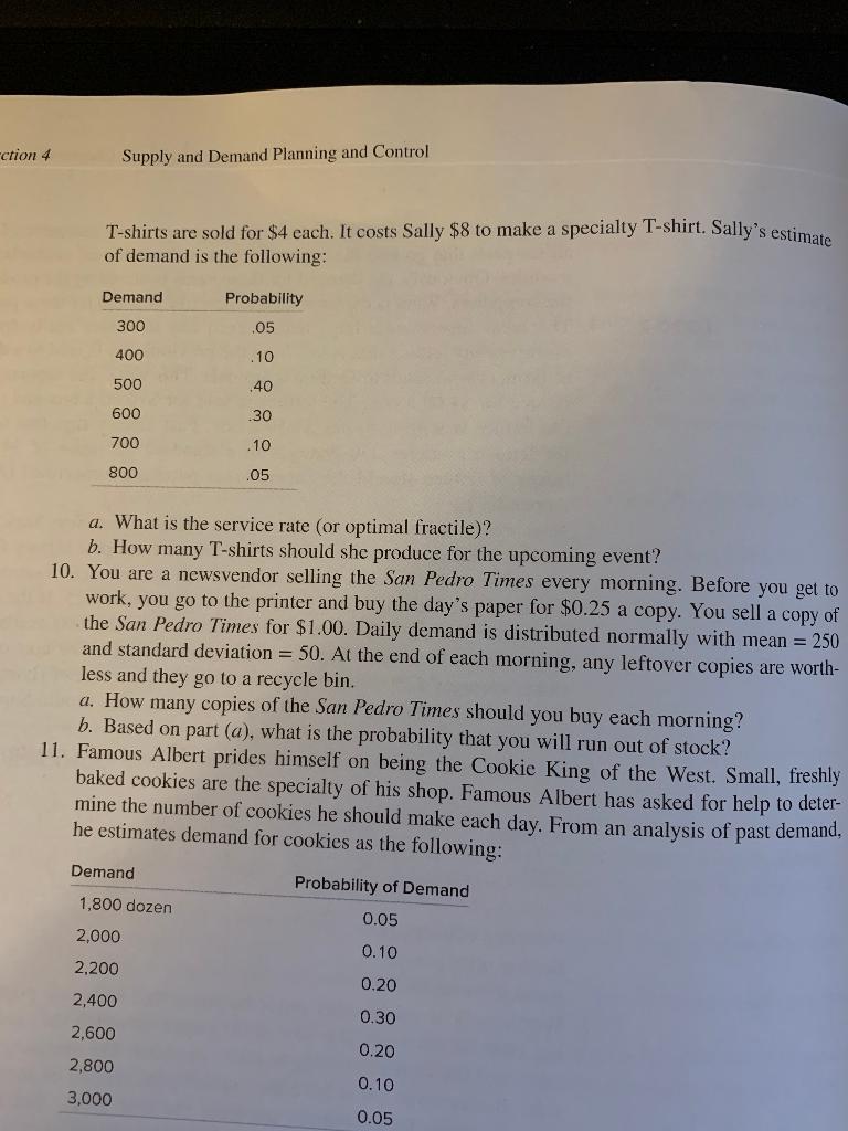 Please only answer question 10. T-shirts are sold