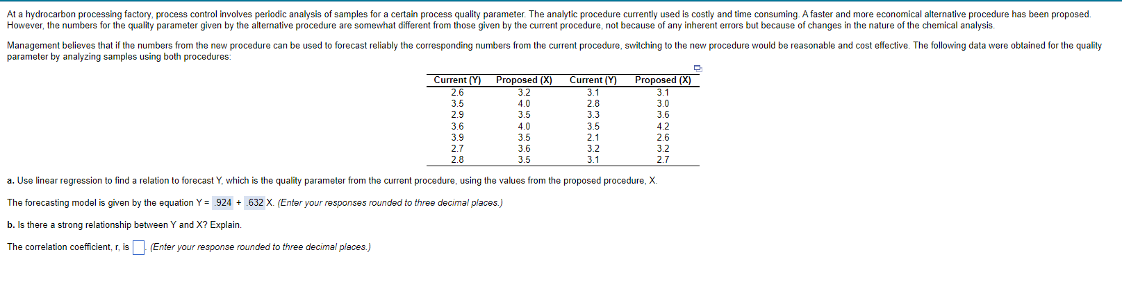 parameter by analyzing samples using both