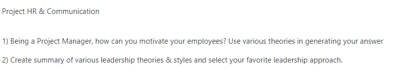 Project HR & Communication 1) Being a Project