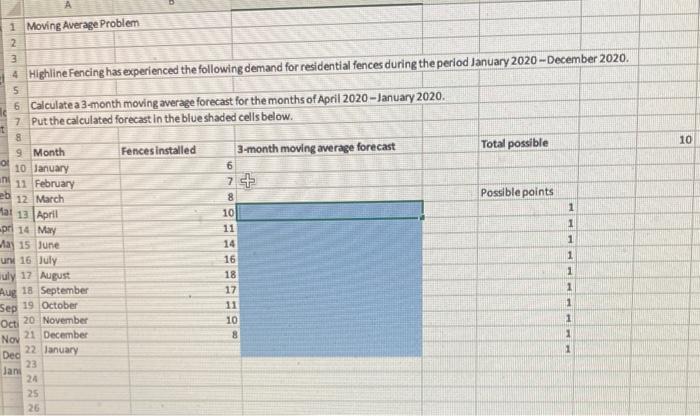 plz show calculations 1 Moving Average Problem 2