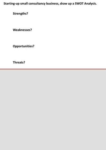 Starting-up small consultancy business, draw up a
