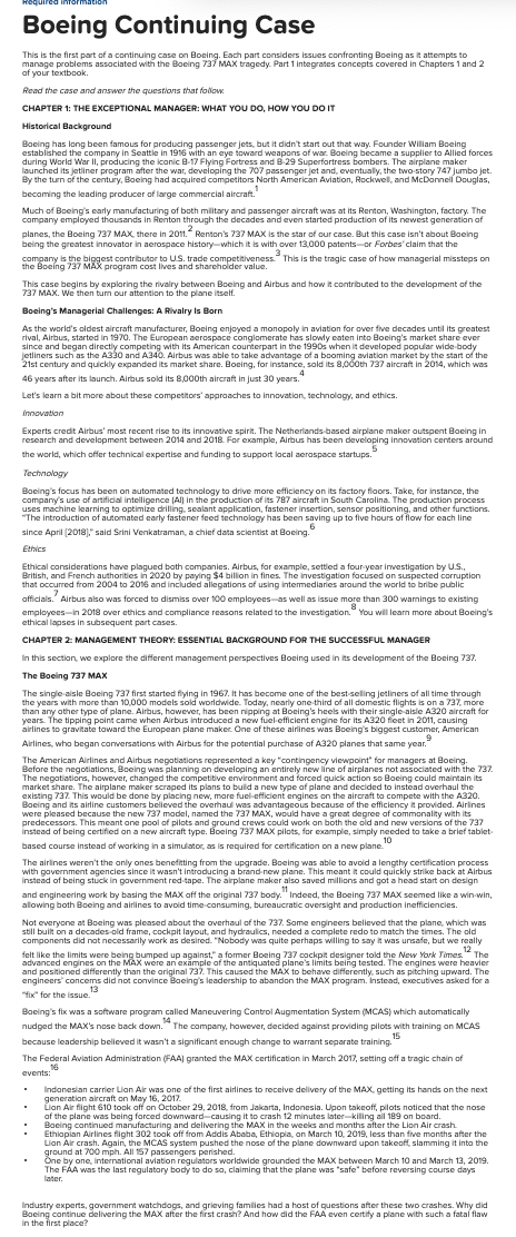 1. Boeings continued manufacturing and delivery