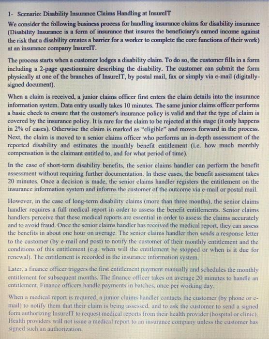 please solve the following Business processes 1-