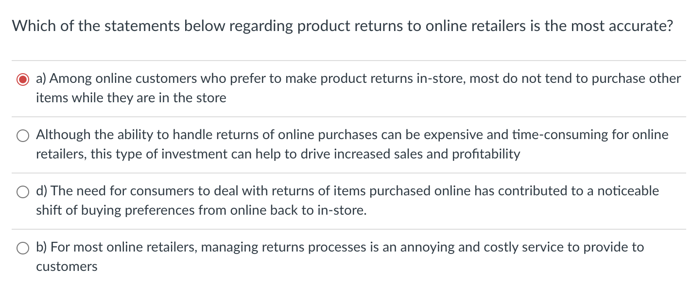 Which of the statements below regarding product
