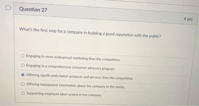 Question 23 4 pts A Harvard Business Review study